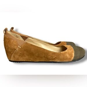 Vaneli Brown Suede Hidden Wedge Heel Flats cap toe cushioned lagenlook